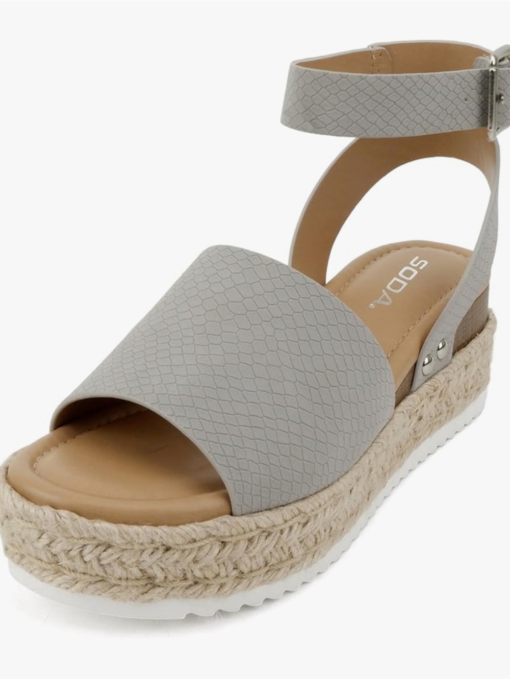 Soda Women's Platform Sandal - Topic - Grey Cobra Nubuck - New